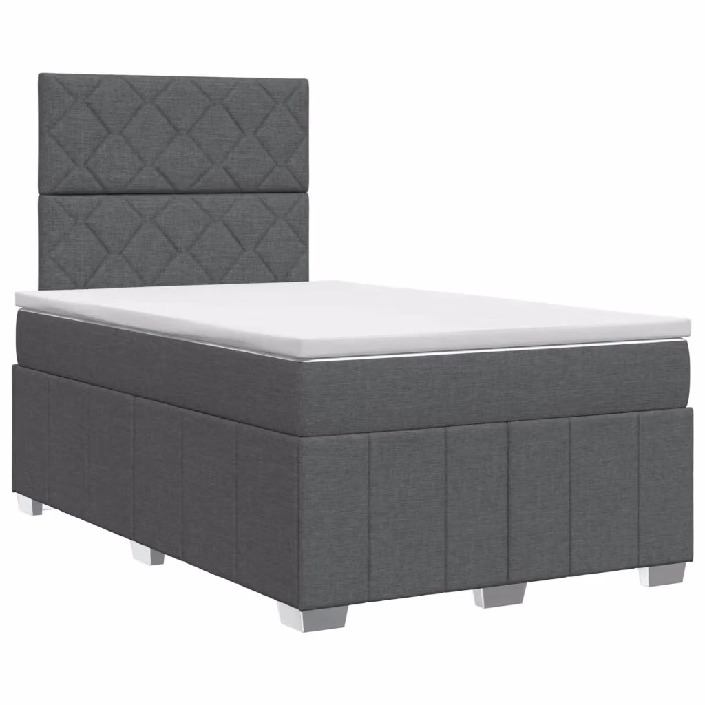 Letto box spring con materasso vidaXL in tessuto grigio e bianco L/P: 120 x 200 cm – 2