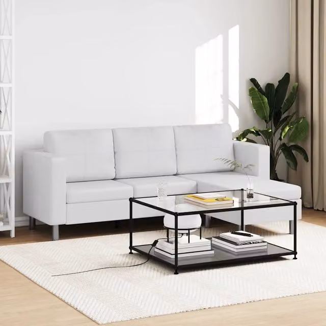 Divano angolare reversibile vidaXL in ecopelle bianco con cuscini decorativi per soggiorno, L/P/H: 188 x 122 x 77 cm
