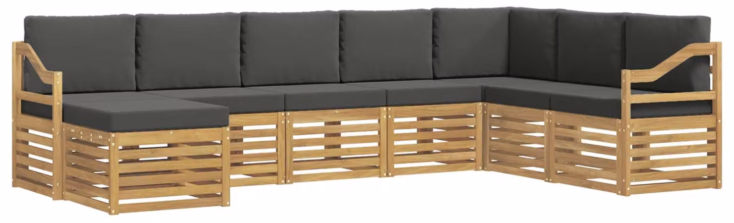 Set di divani da esterno, 8 pezzi, bianco e antracite