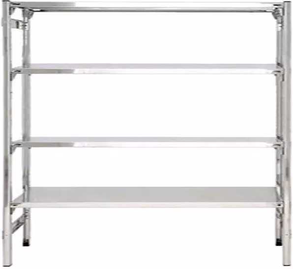 Scaffale professionale in acciaio inox argentato con ripiani regolabili a incastro CASTELLANI SHOP L: 200 cm, P: 30 cm, H: 180 cm