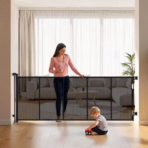 Cancelletto retrattile estensibile VEVOR in fibra di vetro rinforzata per cani, colore nero, H: 795 mm, L: fino a 3100 mm