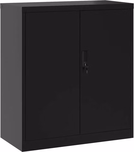 Armadio Classificatore in Acciaio Nero Opaco DESIGN IN con Ante a Battente e Serratura L/P/H: 79 x 40 x 90 cm