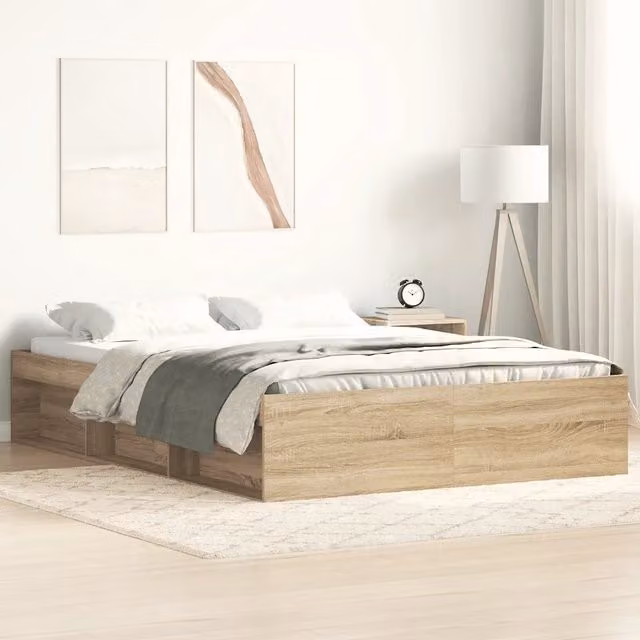 Letto King Size vidaXL in Legno di Pino Marrone con Compartimenti Laterali L: 150 cm, P: 200 cm, H: 35 cm