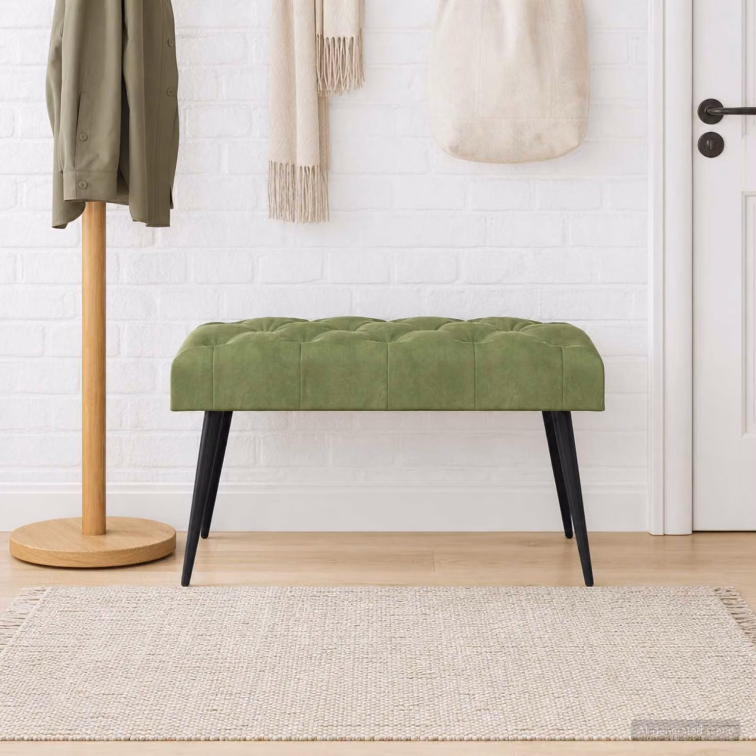 vidaXL Panchina con bottoni imbottiti Verde chiaro 80 x 40 x 46 cm