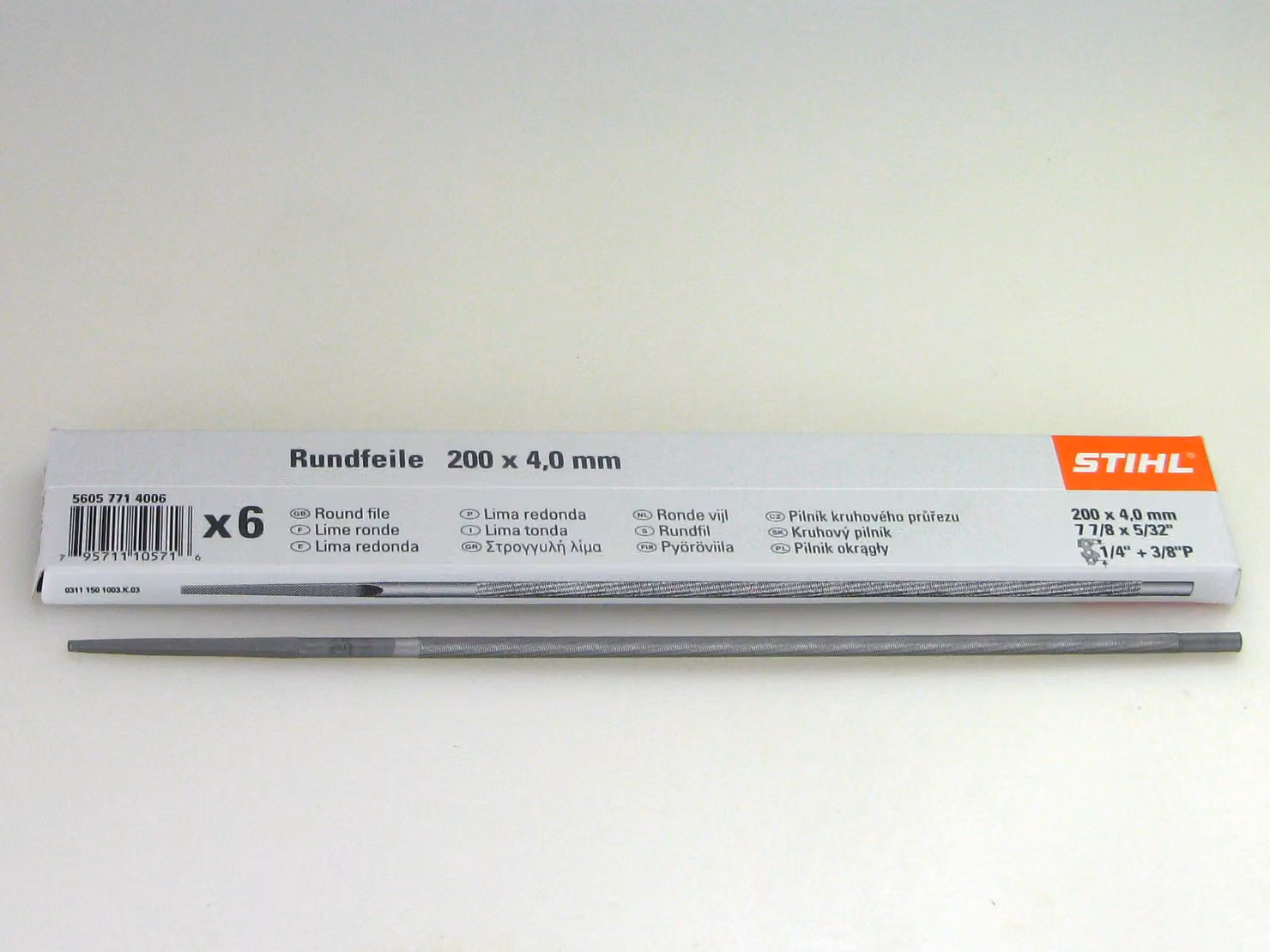 STIHL 5605 771 4006 Lima tonda 6 pezzi per catene di seghe 4,0mm 1/4" e 3/8 "P 1,3mm