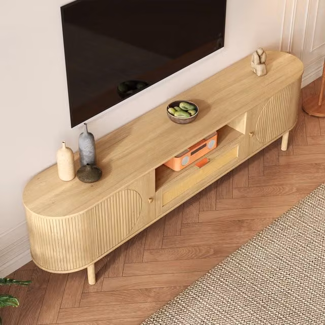 Mobile TV ¨C Minimal ¨C Legno rovere effetto, cassetti, ripiani aperti, per soggiorno
