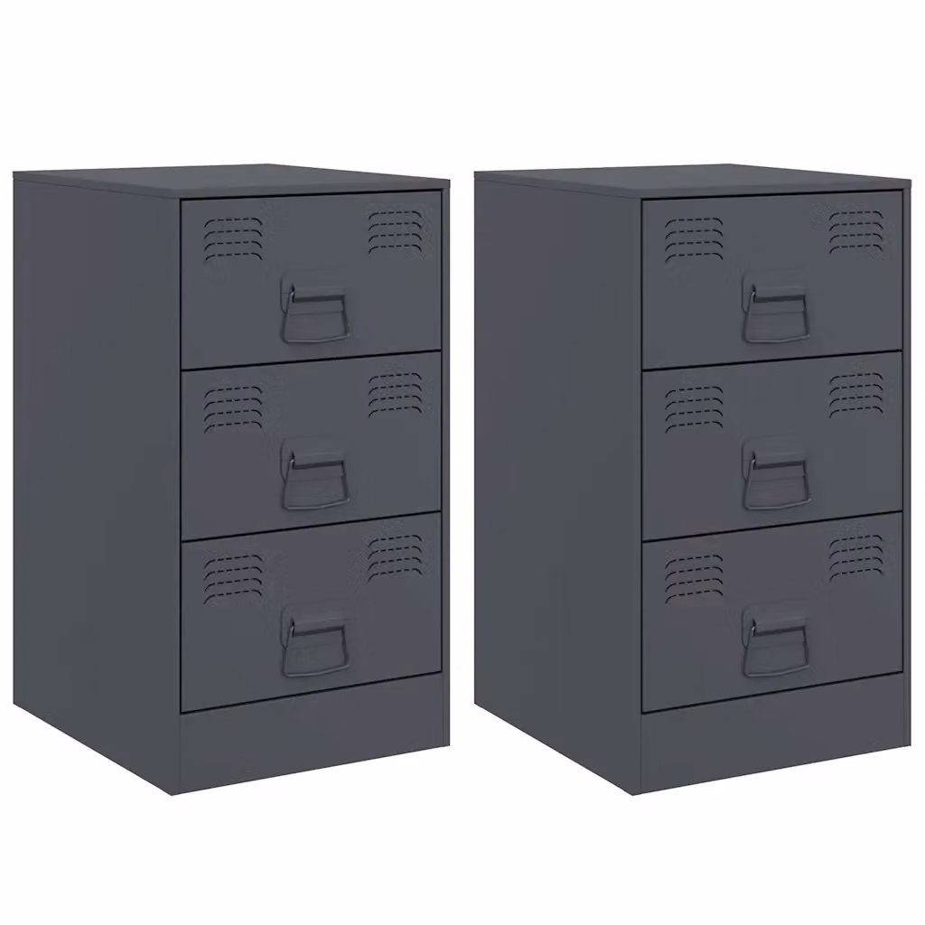 Set di 2 comodini moderni vidaXL in metallo antracite L/P/H: 34,5 x 39 x 62 cm – 2