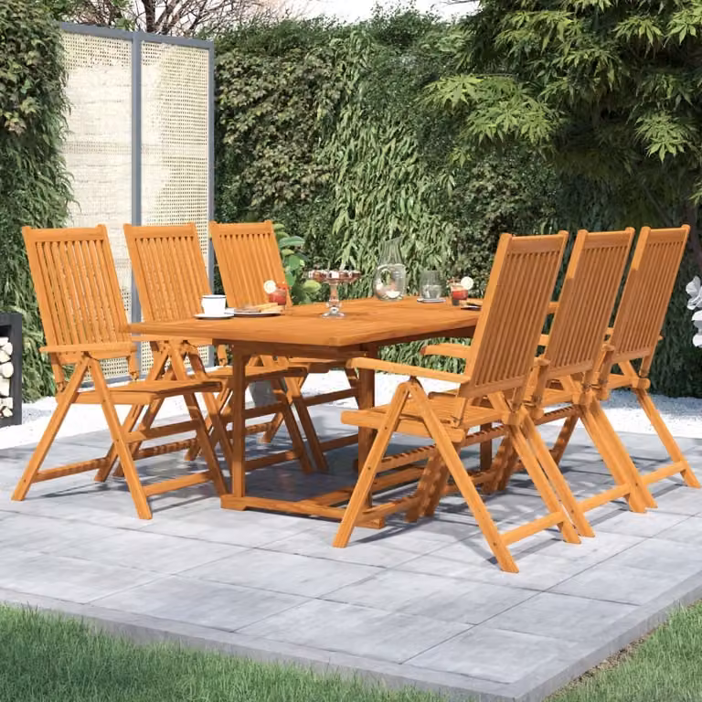 The Living Store 7 pezzi. Set da pranzo da giardino in legno massiccio di acacia
