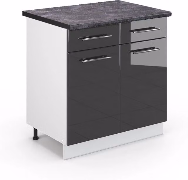 Mobiletto base per cucina Fame-Line Antracite lucido/Bianco 80 cm, PL Antracite Vicco