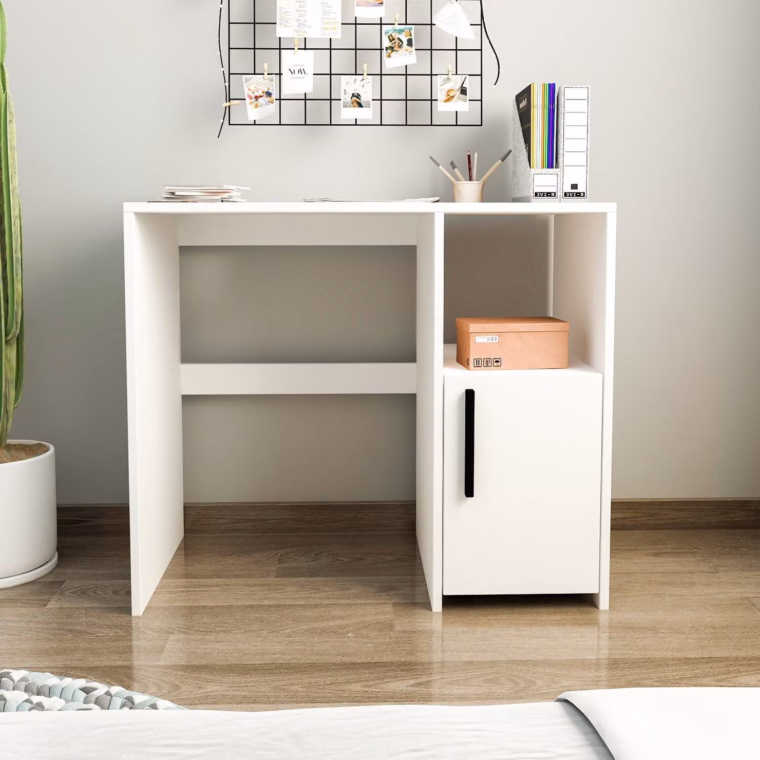 Skye Decor, Kuzey - Bianco, Scrivania, Bianco, 100% PANNELLI DI PARTICELLE RIVESTITI IN MELAMMINA, 90 x 45 x 77,8 cm