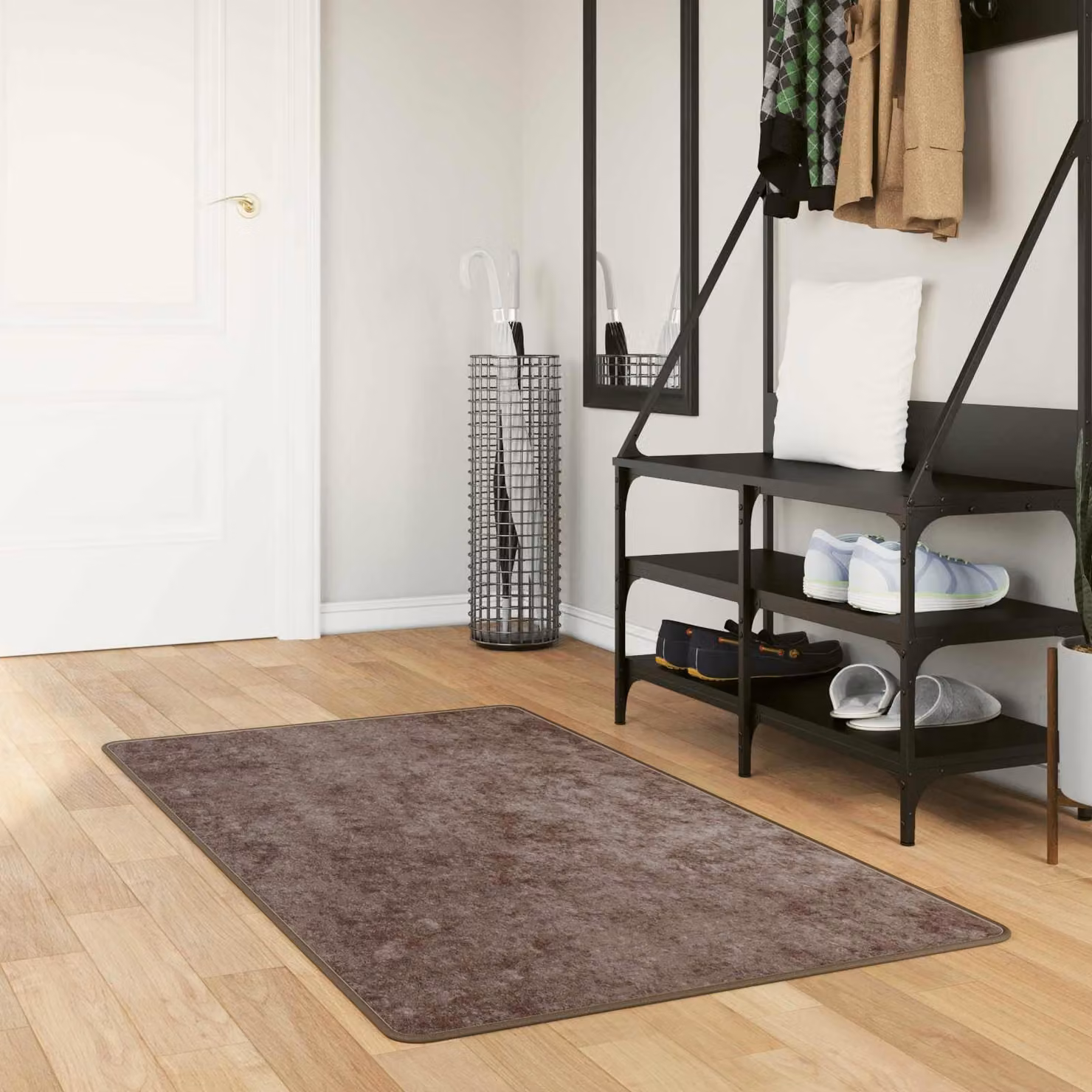 Tappeto Runner vidaXL MARSA Grigio, design moderno astratto in poliestere, L: 150 cm, P: 100 cm