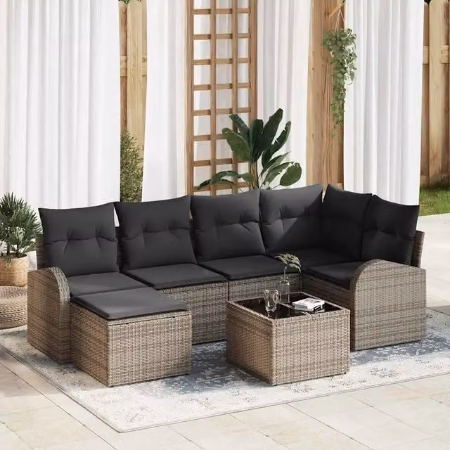 Set di divani 7 pz Grigio polyrattan 3354788