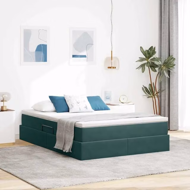 Letto con contenitore e materasso Verde Scuro 140 x 200 cm 3370308