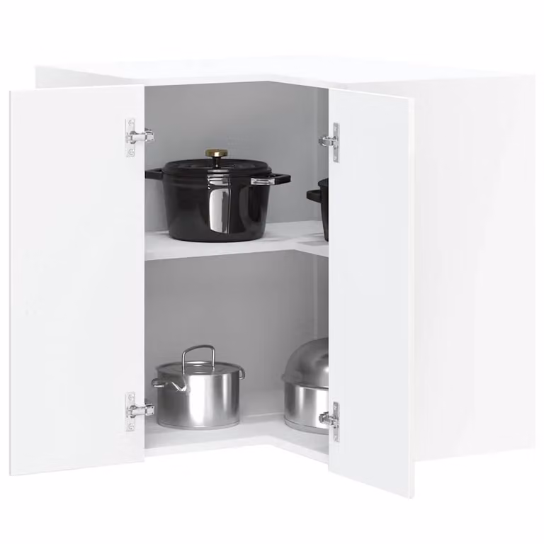 Pensile da cucina ad angolo vidaXL Lucca bianco lucido in MDF e truciolato con ante a battente e ripiani interni