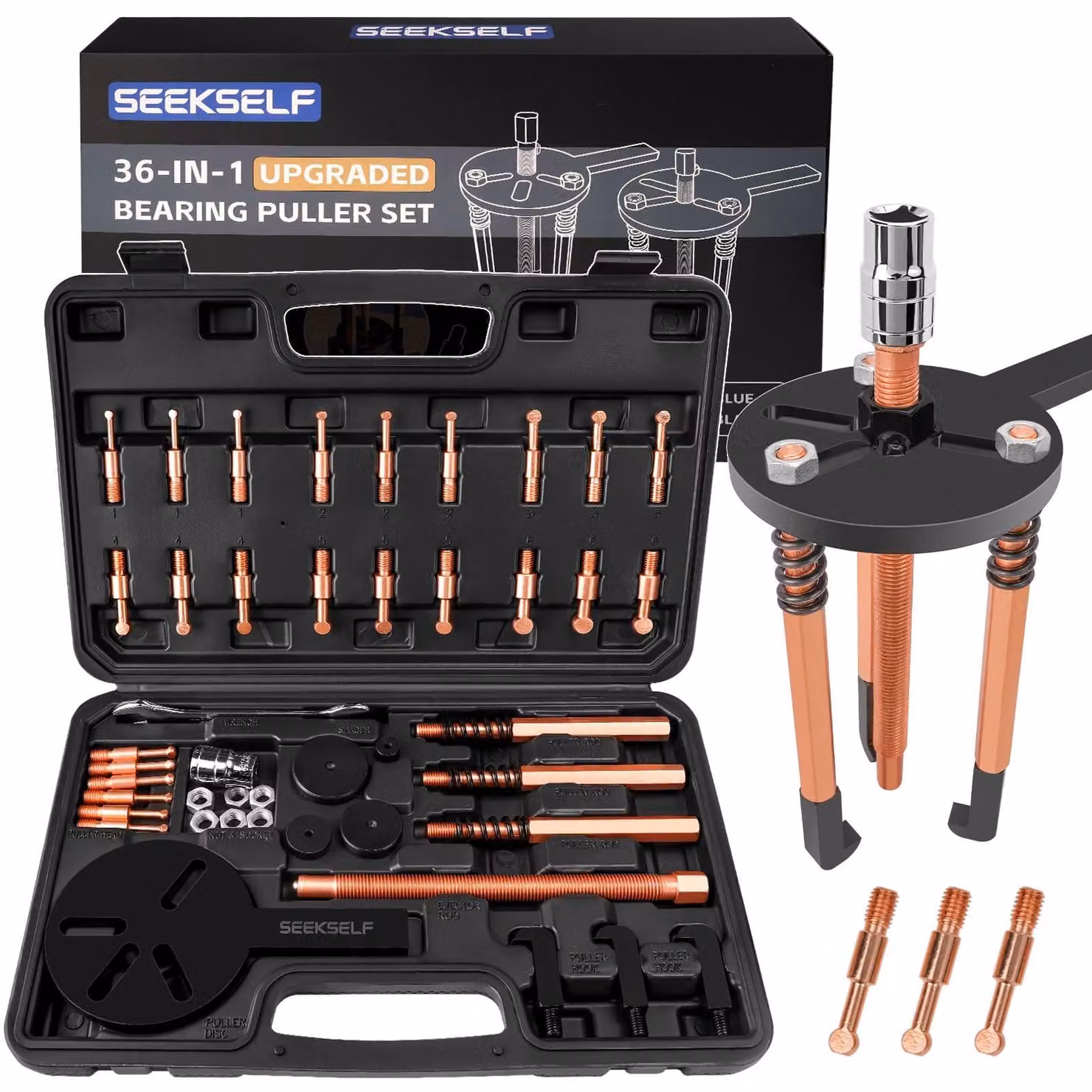 Omgoods - Set di estrattori per cuscinetti - Attrezzo multifunzione 36-in-1 per la rimozione di cuscinetti interni