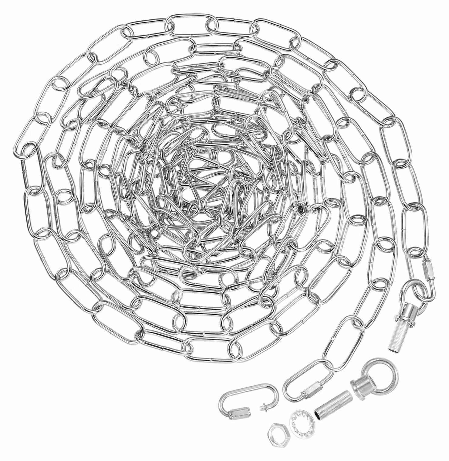 Catena luminosa, lunghezza 5,8 metri, capacità di carico 30 kg, colore argento, regolabile