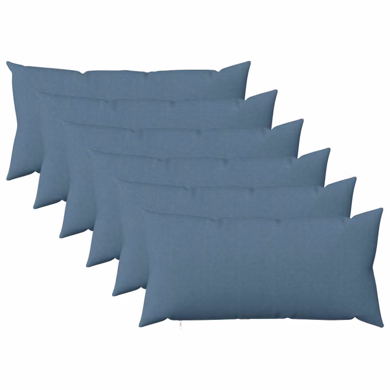 Set di 6 federe vidaXL HEERLEN blu jeans in tessuto, L 40 cm x P 80 cm