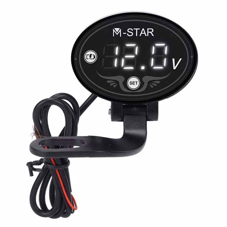 Voltmetro LED per moto, digitale, 9-24 V, intelligente, impermeabile, monitor batteria ABS di alta precisione per una guida sicura