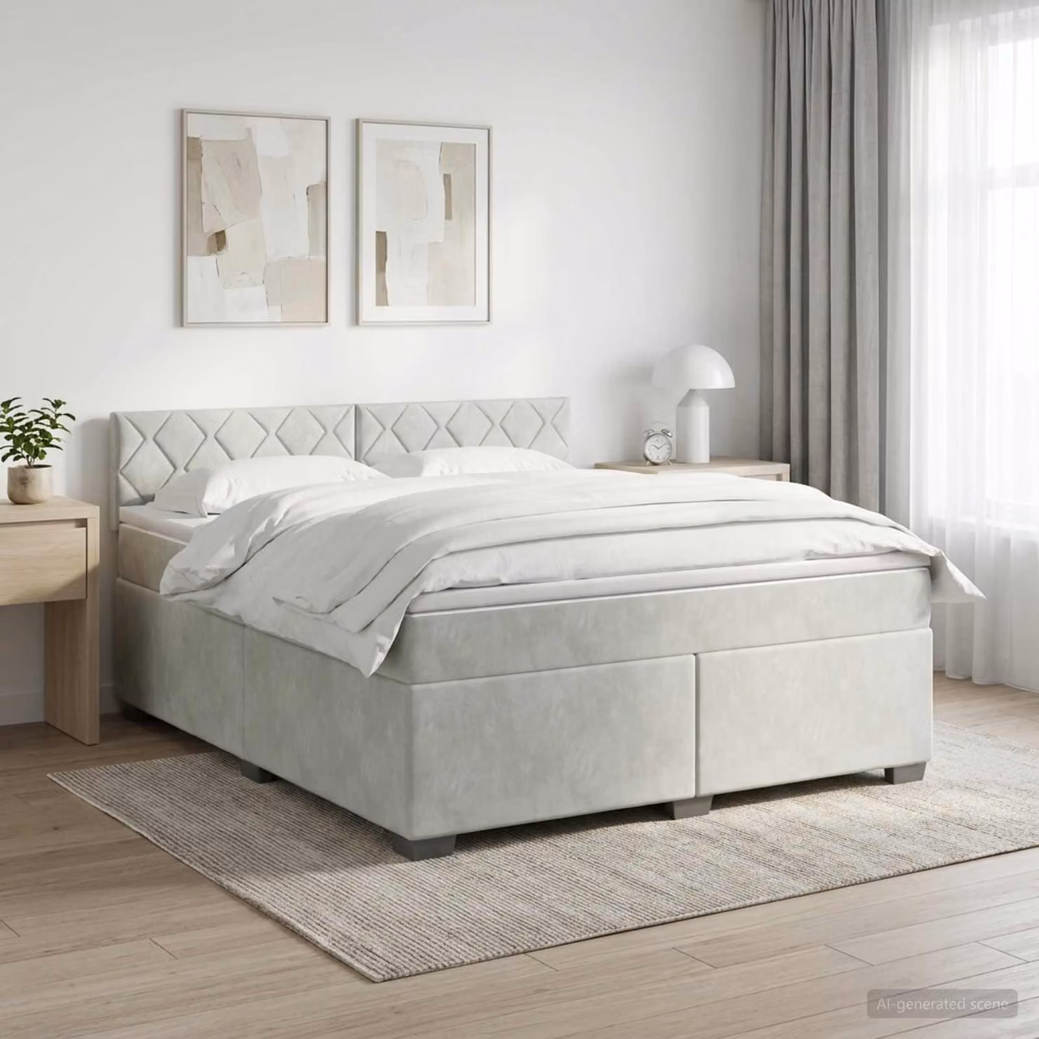 Maison Exclusive - Letto boxspring con materasso grigio chiaro 140 x 190 cm velluto