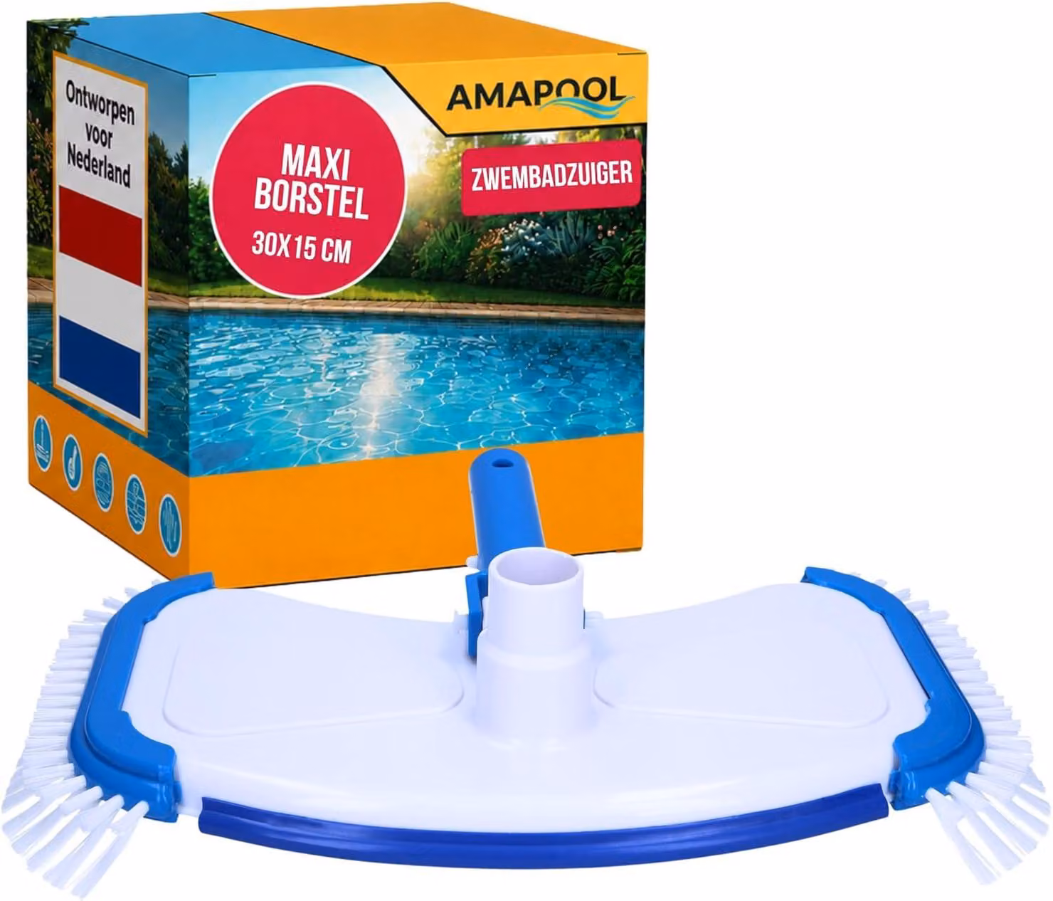 Aspirapolvere per pavimenti Deluxe con 8 spazzole inferiori, 4 pettini laterali, diametro 32/38 mm, per la pulizia delle piscine