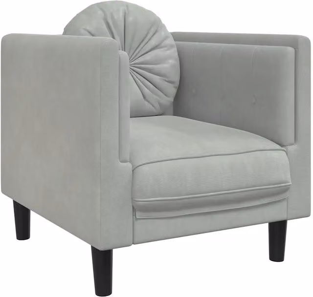 Poltrona | Sedia Relax con Cuscino Grigio Chiaro in Velluto