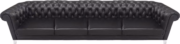 Schwarzes Chesterfield Wohnzimmer Edles Polstersofa Designer Ledercouch
