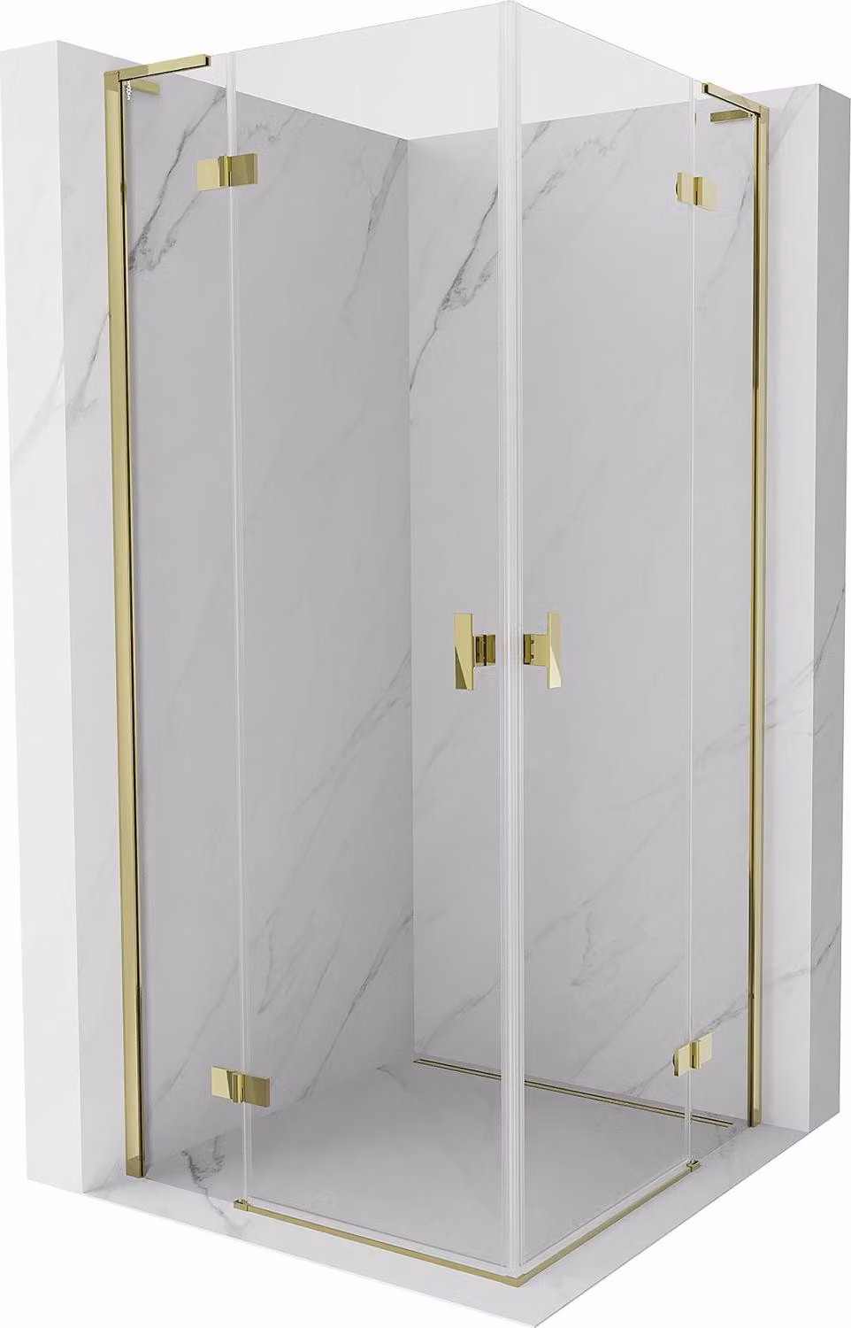 Mexen Mist-H L Duo cabina doccia a battente 90 x 90 cm, trasparente, oro - 8A5L-090L-090P-50-00