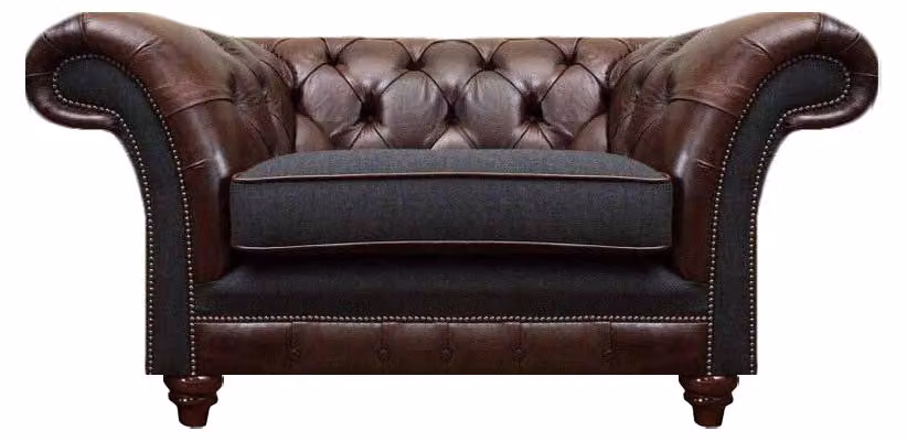 Chesterfield Braun-Grauer Sessel Wohnzimmer Einsitzer Moderne Edle Möbel