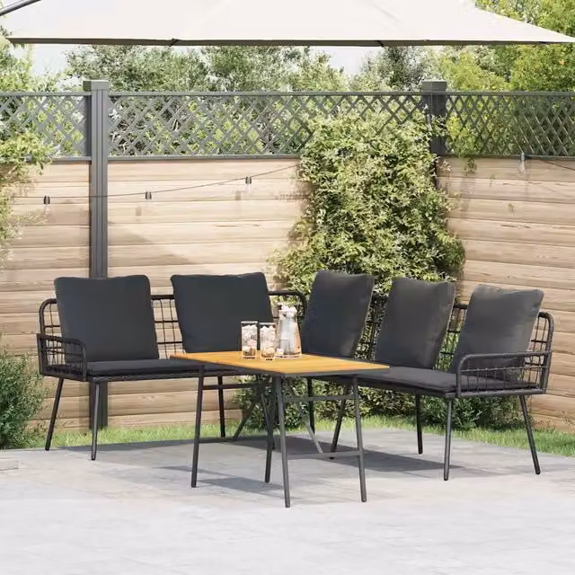 Set Divano da Giardino 2 pz-Sofa da Giardino-Divanetto da esterno Nero polyrattan