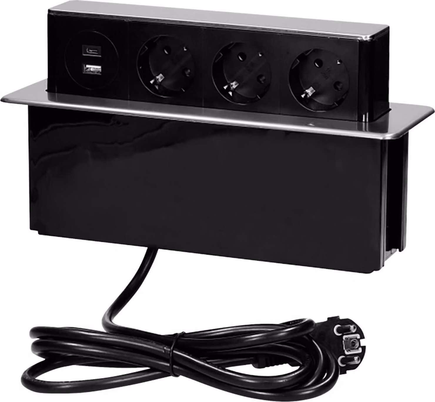Presa da tavolo retrattile, 3x Schuko, 2xUSB (tipo A+C), incl. cavo da 2 m