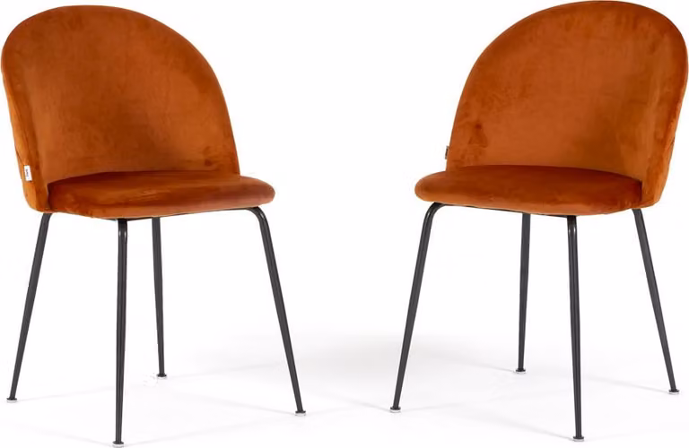 Set di 2 sedie da pranzo imbottite, gambe in metallo, design elegante per cucina, sala da pranzo, bar e ristoranti SARA - rosso ruggine/grigio scuro