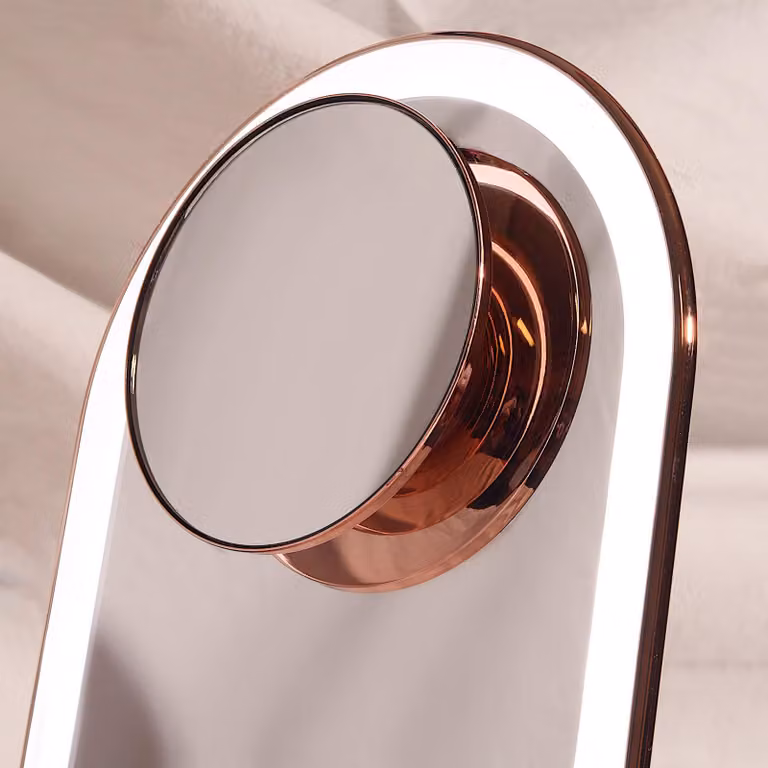 Specchio ingrandente 10x, color oro rosa, con fissaggio magnetico, ideale per il trucco