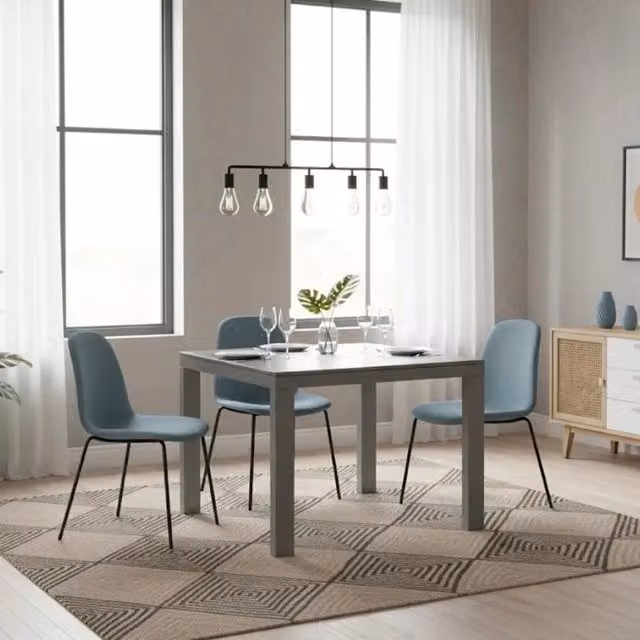 Tavolo da pranzo allungabile Bryant Duzzle in vetro temperato grigio opaco, L/P: 90 x 90 cm fino a 163,5 x 90 cm