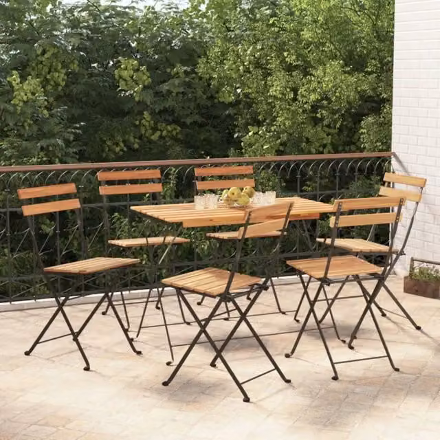 Sedie pieghevoli, 6 pezzi, in legno massello di teak e acciaio 3152110