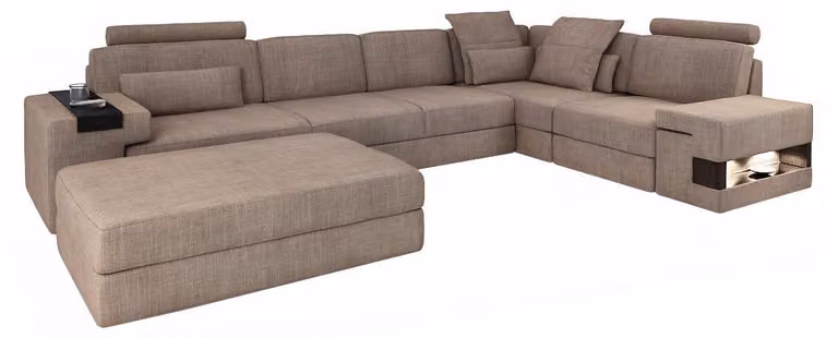Wohnlandschaft Ecksofa L-Form Sofa Set Design Couch Textil Modern Polster