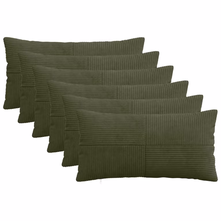 Set di 6 federe vidaXL ALMELO in velluto a coste verdi, L 40 cm x P 70 cm