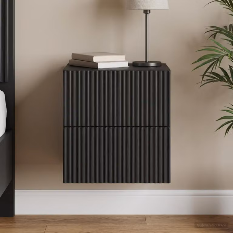 vidaXL Mobiletto da notte sospeso moderno Nero L: 33 cm, P: 34,5 cm, H: 40 cm