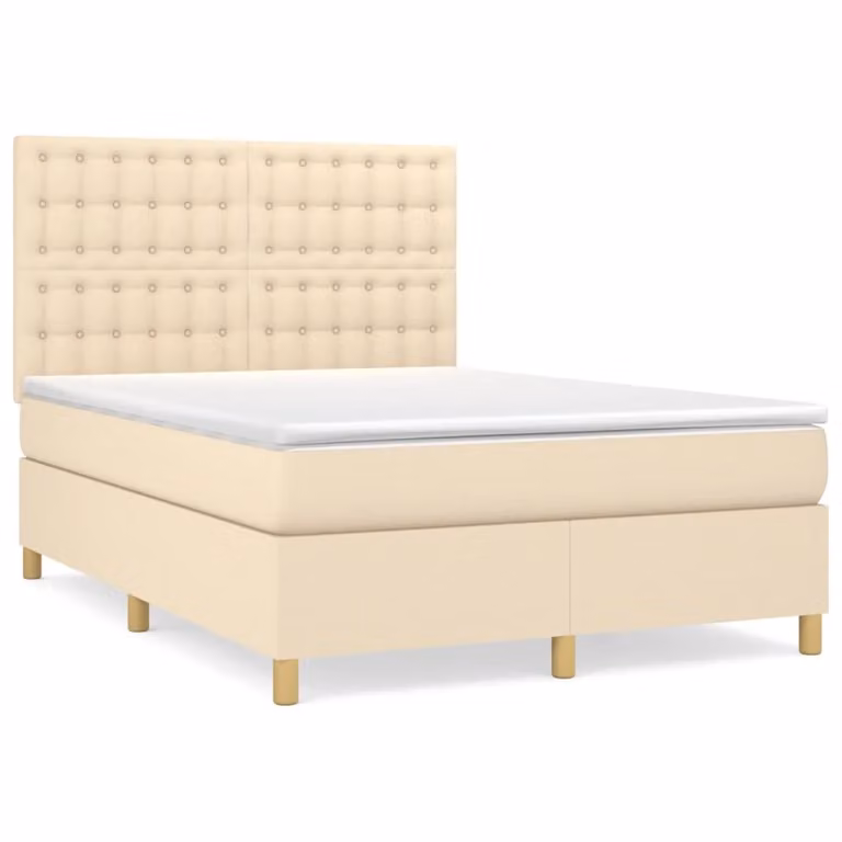 Giroletto a Molle con Materasso Crema 140x200 cm in Tessuto