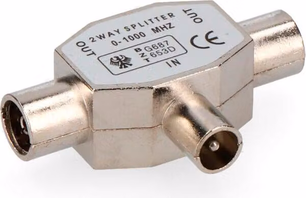 5 connettori TV, 1 maschio + 2 femmine, in metallo, nella confezione Edm