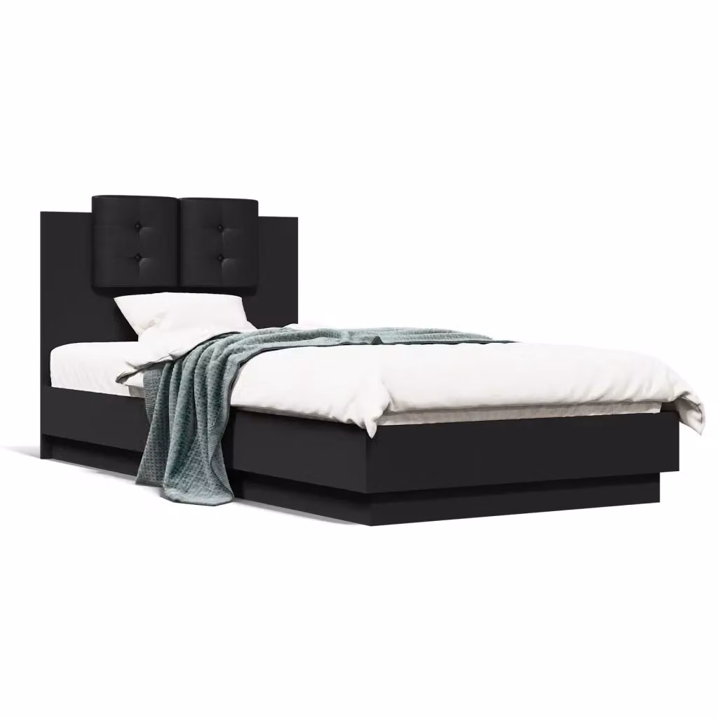 vidaXL Giroletto con Testiera Nero in Legno Multistrato 90x190 cm – 2