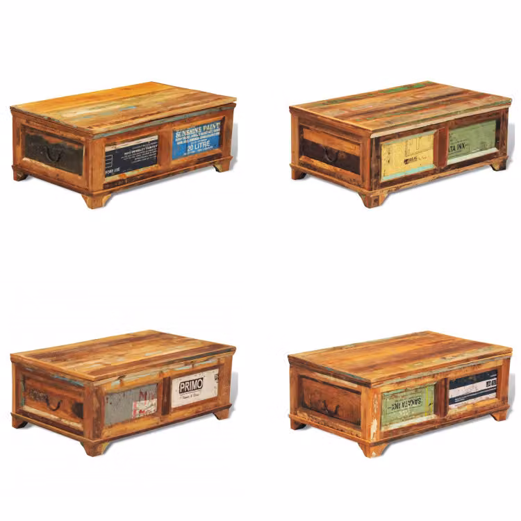 vidaXL Tavolino con vano portaoggetti vintage in legno vecchio - Tavolo - Tavoli - Tavolino - Tavolini - Tavoli da caffè
