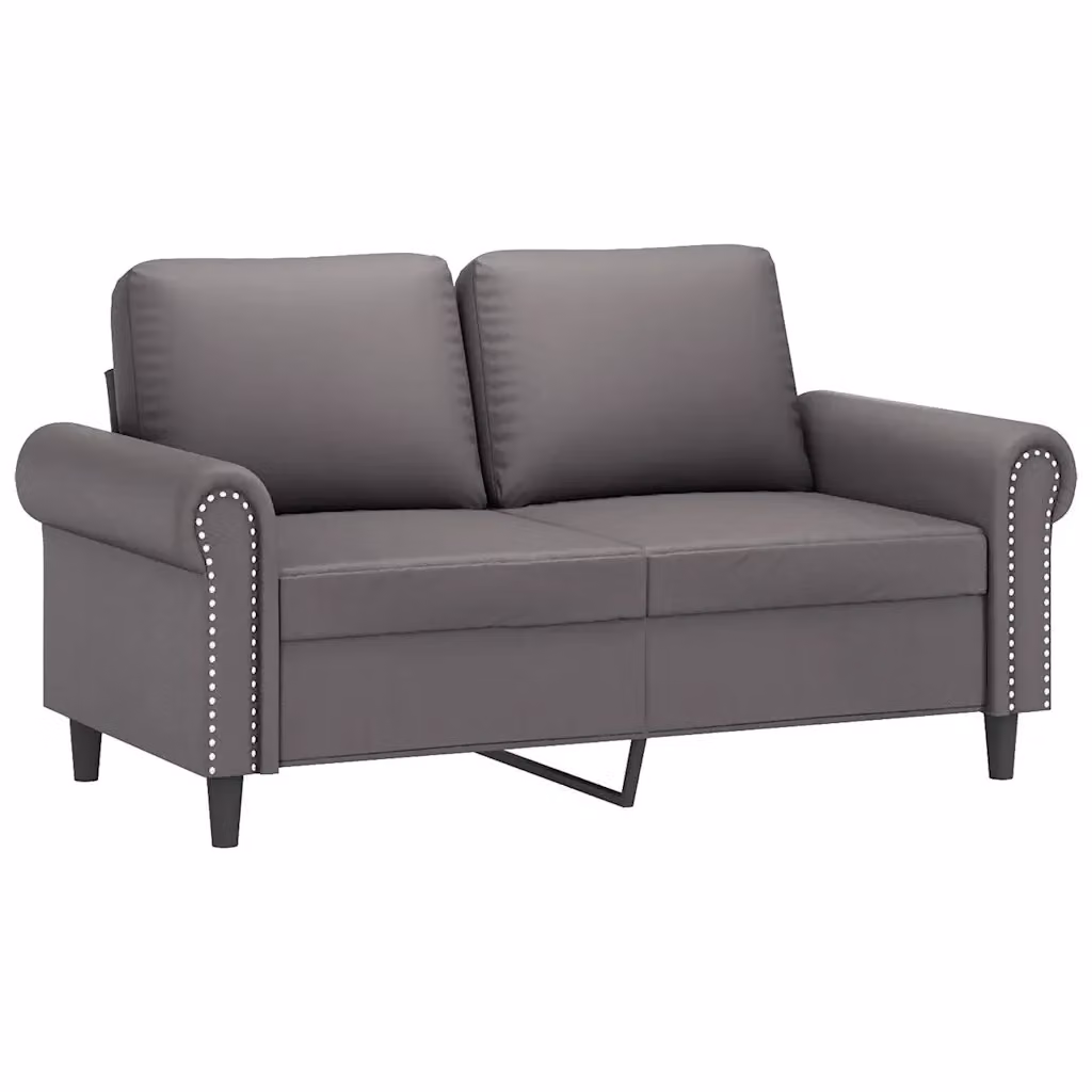 Divano a 2 posti moderno vidaXL in similpelle grigio con struttura in metallo – 2