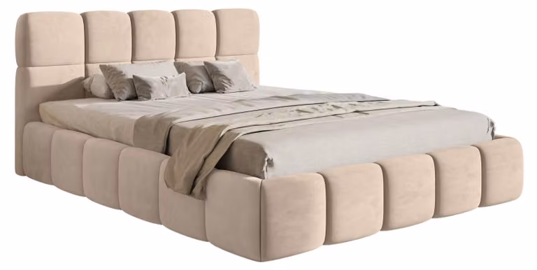 Selsey Cloudy – Letto imbottito 120x200 cm, velluto beige