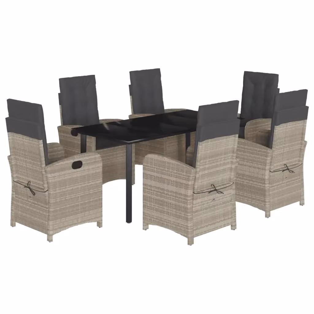 Set da pranzo da giardino vidaXL in polyrattan con piano in vetro e cuscini, 7 pezzi, Grigio Antracite – 2