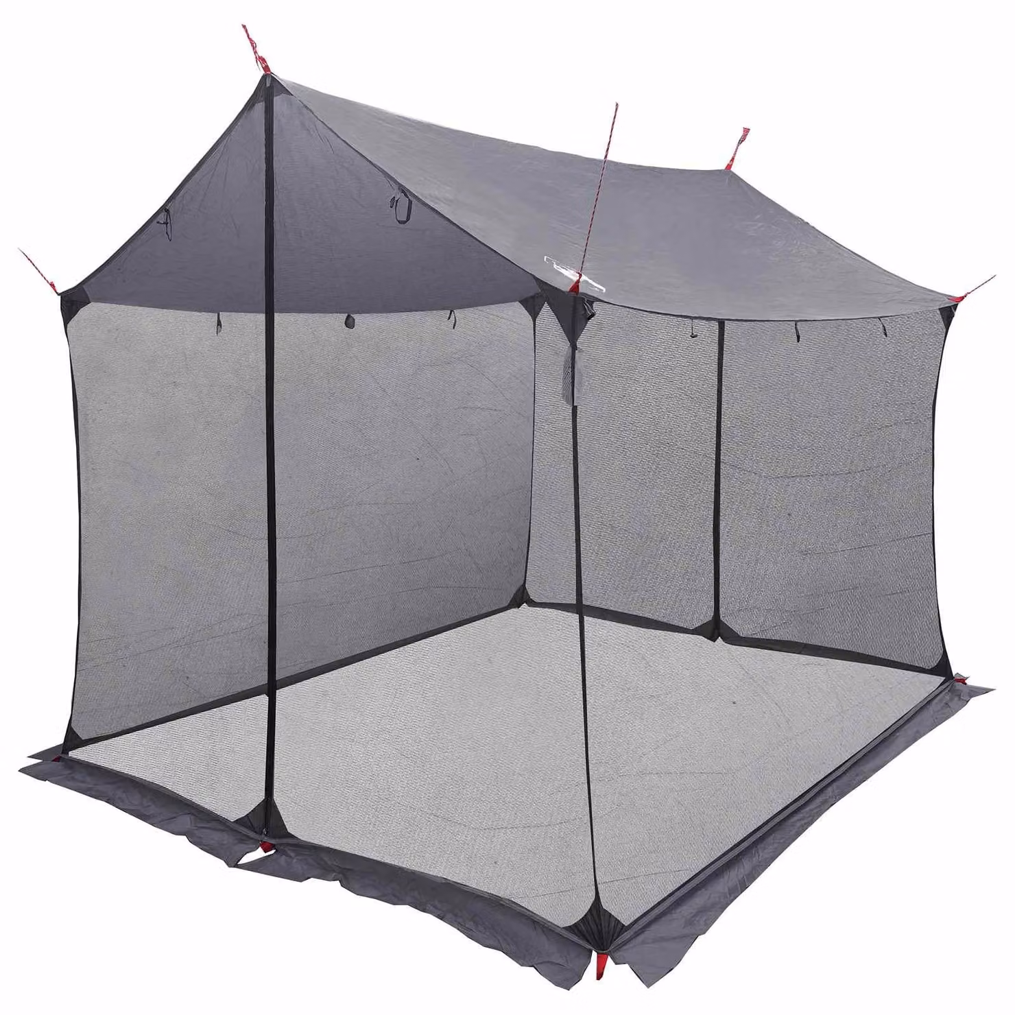 Tenda da campeggio con pareti in rete, color grigio e arancione