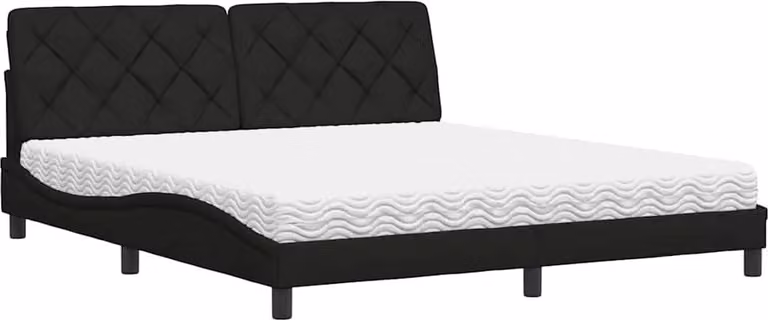 Letto con Materasso Nero 180x200 cm in Tessuto