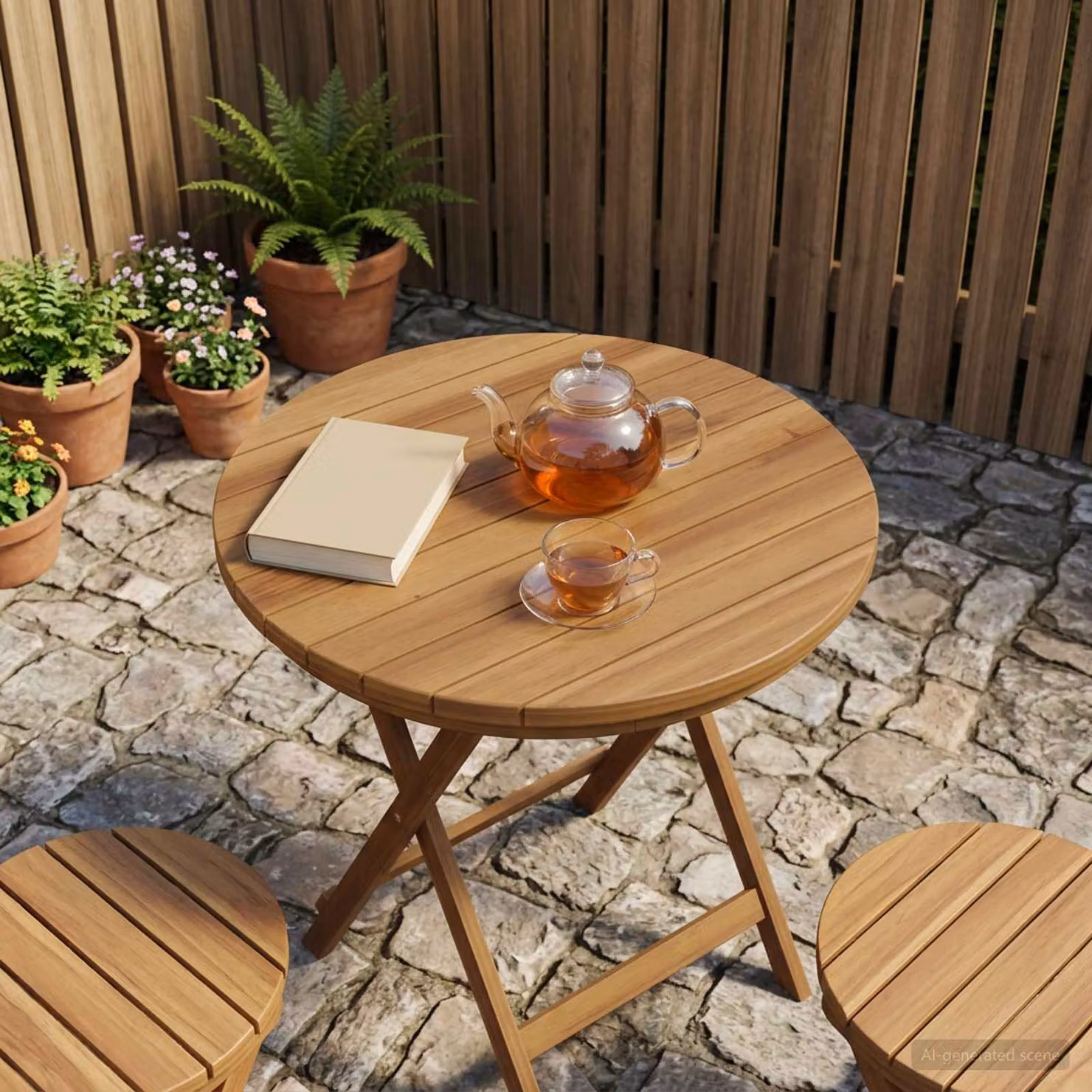 Piano del tavolo rotondo vidaXL in legno di teak massiccio marrone, Ø 40 x 3,5 cm