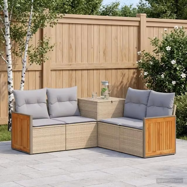 Set di divani 5 pz Beige e Grigio Chiaro 176 x 176 x 85 cm 3447969
