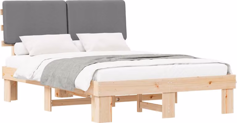 Letto con Testiera Rivestita Grigio chiaro 160 x 200 cm
