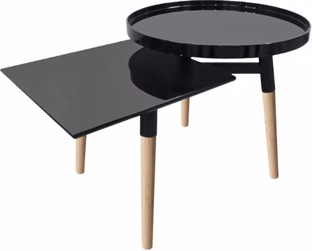 Tavolino Butler 200 KENDRA HOME in bambu e MDF nero lucido e marrone